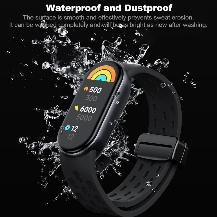 Magnetic Folding Buckle Silicone Watch Band, For Xiaomi Smart Band 9
