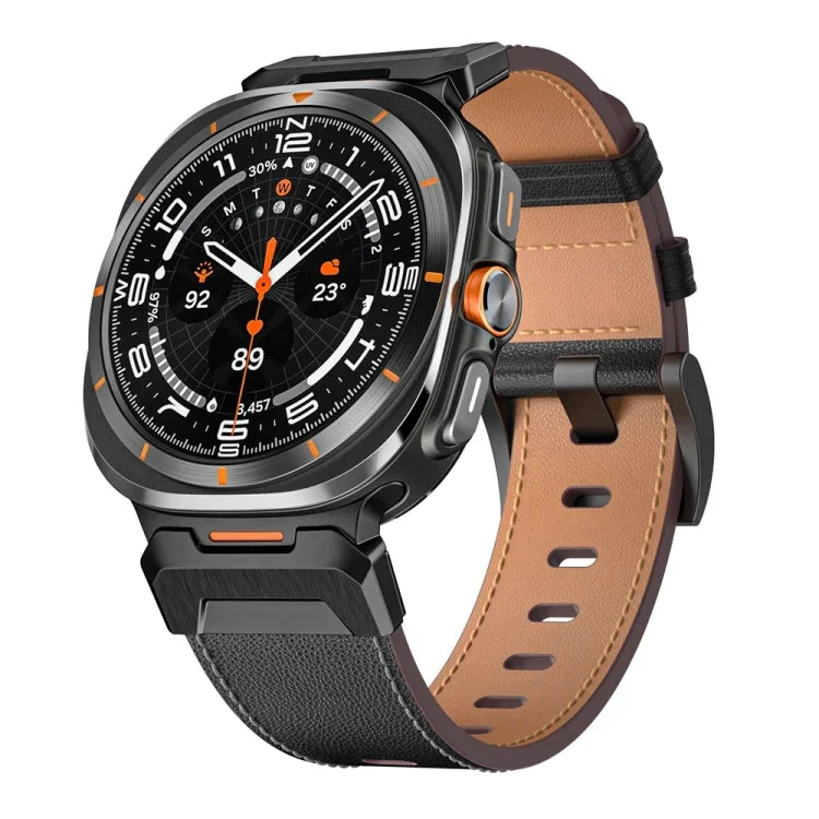 メカスタイルレザー時計バンド、Samsung Galaxy Watch Ultra 47mm / Ultra 2025用
