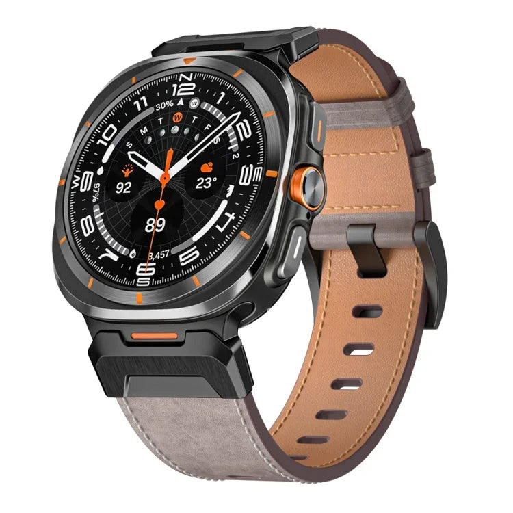 メカスタイルレザー時計バンド、Samsung Galaxy Watch Ultra 47mm / Ultra 2025用