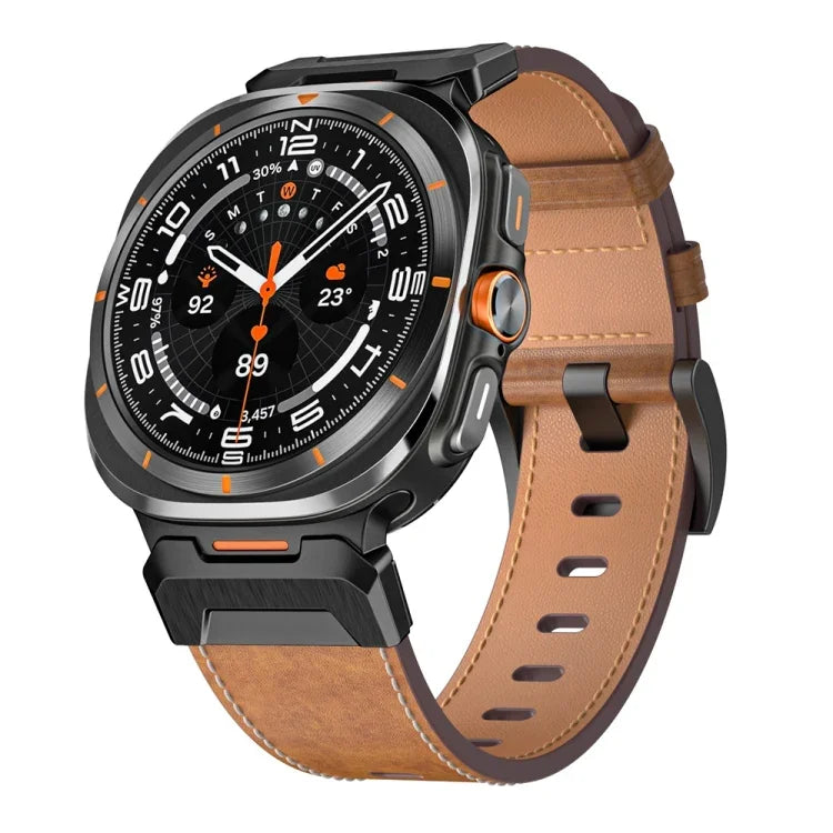 メカスタイルレザー時計バンド、Samsung Galaxy Watch Ultra 47mm / Ultra 2025用