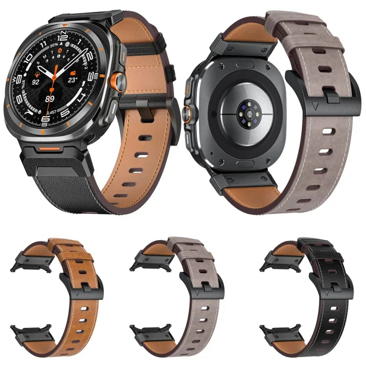 メカスタイルレザー時計バンド、Samsung Galaxy Watch Ultra 47mm / Ultra 2025用