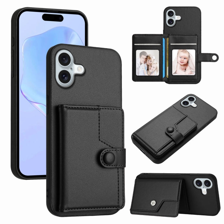 ボタンカードバッグRFID防盗スマホケース、iPhone 17 Pro Max用、iPhone 17 Pro用、iPhone 17用、iPhone Air用、iPhone 16 Pro Max用、iPhone 16 Pro用、iPhone 16 Plus用、iPhone 16用