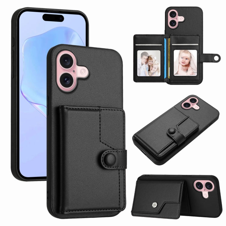 ボタンカードバッグRFID防盗スマホケース、iPhone 17 Pro Max用、iPhone 17 Pro用、iPhone 17用、iPhone Air用、iPhone 16 Pro Max用、iPhone 16 Pro用、iPhone 16 Plus用、iPhone 16用