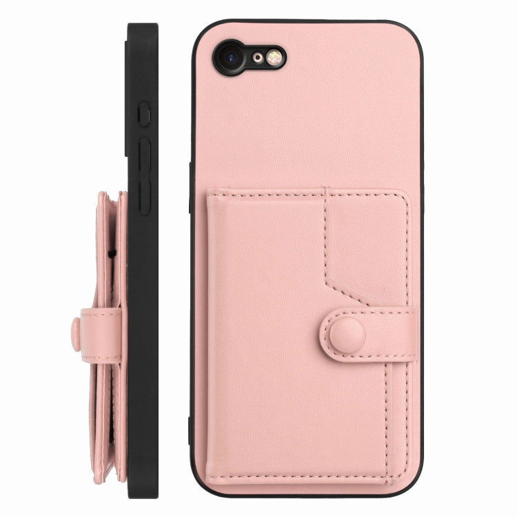 ボタンカードバッグRFID防盗スマホケース、iPhone SE 2022 / 2020用、iPhone 13 Pro Max用、iPhone 13 Pro用、iPhone 13用、iPhone 13 mini用、iPhone 12用、iPhone 12 Pro Max用、iPhone 12 Pro用