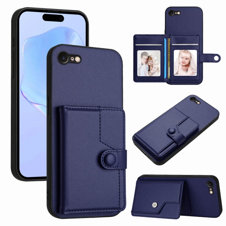 ボタンカードバッグRFID防盗スマホケース、iPhone SE 2022 / 2020用、iPhone 13 Pro Max用、iPhone 13 Pro用、iPhone 13用、iPhone 13 mini用、iPhone 12用、iPhone 12 Pro Max用、iPhone 12 Pro用