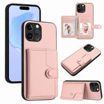 ボタンカードバッグRFID防盗スマホケース、iPhone SE 2022 / 2020用、iPhone 13 Pro Max用、iPhone 13 Pro用、iPhone 13用、iPhone 13 mini用、iPhone 12用、iPhone 12 Pro Max用、iPhone 12 Pro用