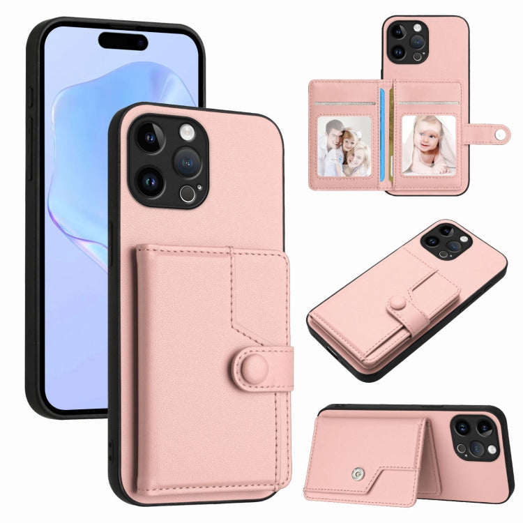 ボタンカードバッグRFID防盗スマホケース、iPhone SE 2022 / 2020用、iPhone 13 Pro Max用、iPhone 13 Pro用、iPhone 13用、iPhone 13 mini用、iPhone 12用、iPhone 12 Pro Max用、iPhone 12 Pro用