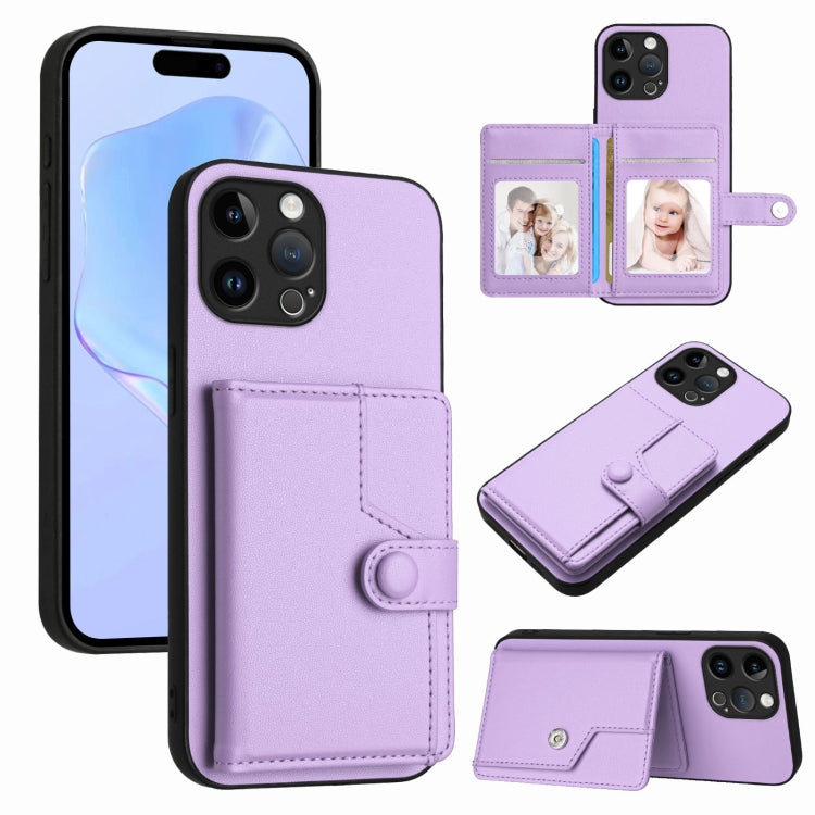 ボタンカードバッグRFID防盗スマホケース、iPhone SE 2022 / 2020用、iPhone 13 Pro Max用、iPhone 13 Pro用、iPhone 13用、iPhone 13 mini用、iPhone 12用、iPhone 12 Pro Max用、iPhone 12 Pro用