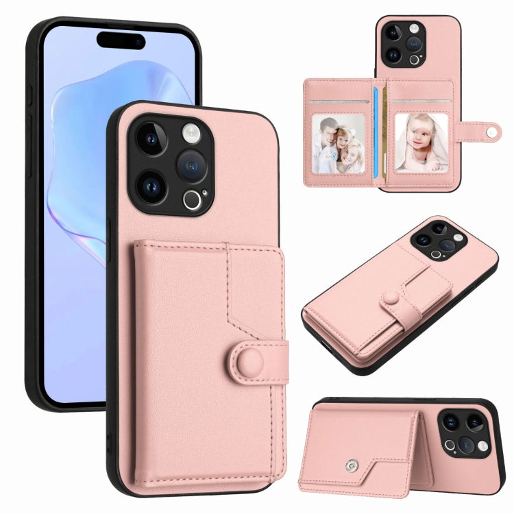 ボタンカードバッグRFID防盗スマホケース、iPhone SE 2022 / 2020用、iPhone 13 Pro Max用、iPhone 13 Pro用、iPhone 13用、iPhone 13 mini用、iPhone 12用、iPhone 12 Pro Max用、iPhone 12 Pro用