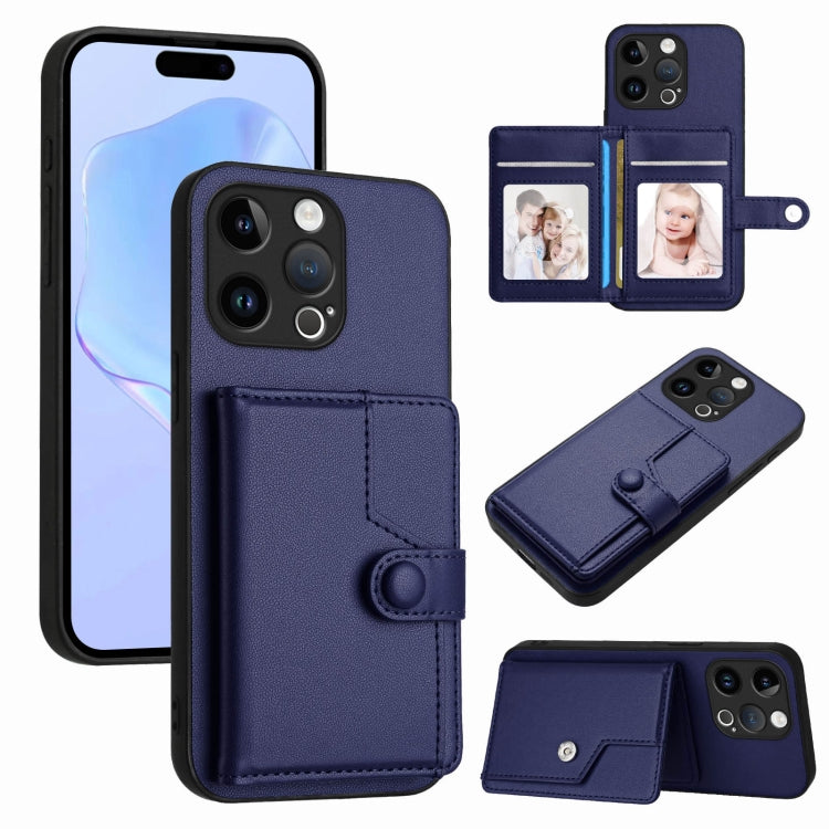 ボタンカードバッグRFID防盗スマホケース、iPhone SE 2022 / 2020用、iPhone 13 Pro Max用、iPhone 13 Pro用、iPhone 13用、iPhone 13 mini用、iPhone 12用、iPhone 12 Pro Max用、iPhone 12 Pro用