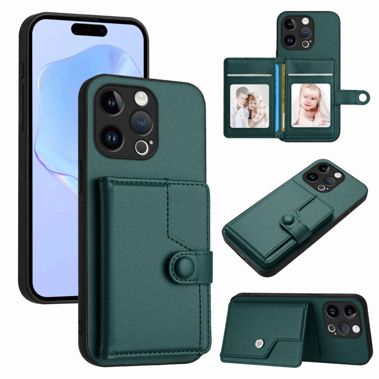 ボタンカードバッグRFID防盗スマホケース、iPhone SE 2022 / 2020用、iPhone 13 Pro Max用、iPhone 13 Pro用、iPhone 13用、iPhone 13 mini用、iPhone 12用、iPhone 12 Pro Max用、iPhone 12 Pro用
