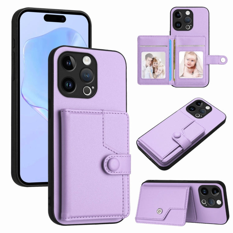 ボタンカードバッグRFID防盗スマホケース、iPhone SE 2022 / 2020用、iPhone 13 Pro Max用、iPhone 13 Pro用、iPhone 13用、iPhone 13 mini用、iPhone 12用、iPhone 12 Pro Max用、iPhone 12 Pro用