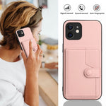 ボタンカードバッグRFID防盗スマホケース、iPhone 12 mini用、iPhone 11 Pro Max用、iPhone 11用、iPhone 11 Pro用、iPhone XS / X用、iPhone XR用、iPhone XS Max用、iPhone 8 Plus / 7 Plus用