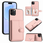 ボタンカードバッグRFID防盗スマホケース、iPhone 12 mini用、iPhone 11 Pro Max用、iPhone 11用、iPhone 11 Pro用、iPhone XS / X用、iPhone XR用、iPhone XS Max用、iPhone 8 Plus / 7 Plus用
