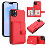 ボタンカードバッグRFID防盗スマホケース、iPhone 12 mini用、iPhone 11 Pro Max用、iPhone 11用、iPhone 11 Pro用、iPhone XS / X用、iPhone XR用、iPhone XS Max用、iPhone 8 Plus / 7 Plus用