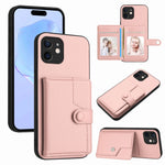 ボタンカードバッグRFID防盗スマホケース、iPhone 12 mini用、iPhone 11 Pro Max用、iPhone 11用、iPhone 11 Pro用、iPhone XS / X用、iPhone XR用、iPhone XS Max用、iPhone 8 Plus / 7 Plus用