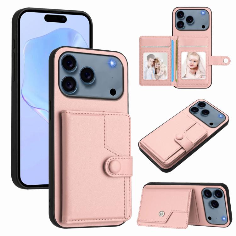 ボタンカードバッグRFID防盗スマホケース、iPhone 17 Pro Max用、iPhone 17 Pro用、iPhone 17用、iPhone Air用、iPhone 16 Pro Max用、iPhone 16 Pro用、iPhone 16 Plus用、iPhone 16用