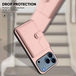 ボタンカードバッグRFID防盗スマホケース、iPhone 17 Pro Max用、iPhone 17 Pro用、iPhone 17用、iPhone Air用、iPhone 16 Pro Max用、iPhone 16 Pro用、iPhone 16 Plus用、iPhone 16用