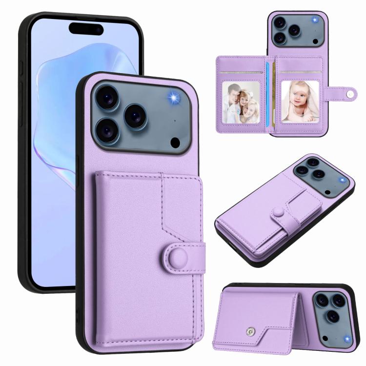 ボタンカードバッグRFID防盗スマホケース、iPhone 17 Pro Max用、iPhone 17 Pro用、iPhone 17用、iPhone Air用、iPhone 16 Pro Max用、iPhone 16 Pro用、iPhone 16 Plus用、iPhone 16用
