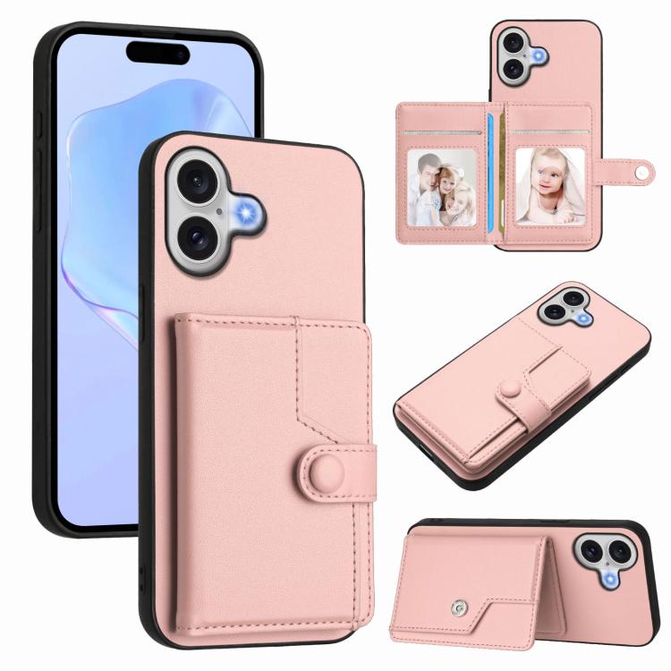 ボタンカードバッグRFID防盗スマホケース、iPhone 17 Pro Max用、iPhone 17 Pro用、iPhone 17用、iPhone Air用、iPhone 16 Pro Max用、iPhone 16 Pro用、iPhone 16 Plus用、iPhone 16用