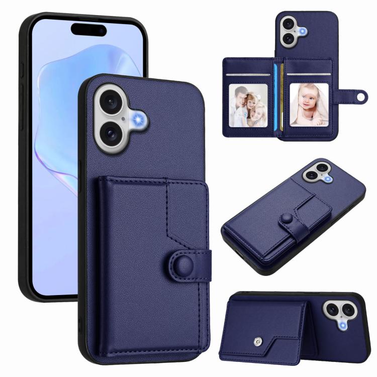 ボタンカードバッグRFID防盗スマホケース、iPhone 17 Pro Max用、iPhone 17 Pro用、iPhone 17用、iPhone Air用、iPhone 16 Pro Max用、iPhone 16 Pro用、iPhone 16 Plus用、iPhone 16用
