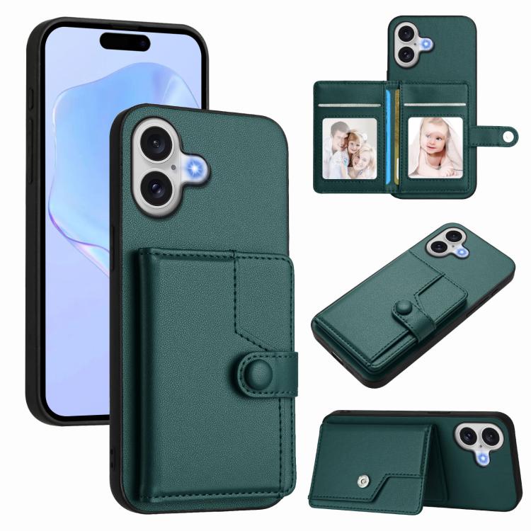 ボタンカードバッグRFID防盗スマホケース、iPhone 17 Pro Max用、iPhone 17 Pro用、iPhone 17用、iPhone Air用、iPhone 16 Pro Max用、iPhone 16 Pro用、iPhone 16 Plus用、iPhone 16用