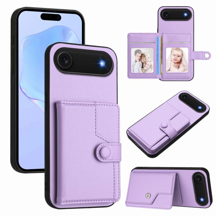 ボタンカードバッグRFID防盗スマホケース、iPhone 17 Pro Max用、iPhone 17 Pro用、iPhone 17用、iPhone Air用、iPhone 16 Pro Max用、iPhone 16 Pro用、iPhone 16 Plus用、iPhone 16用
