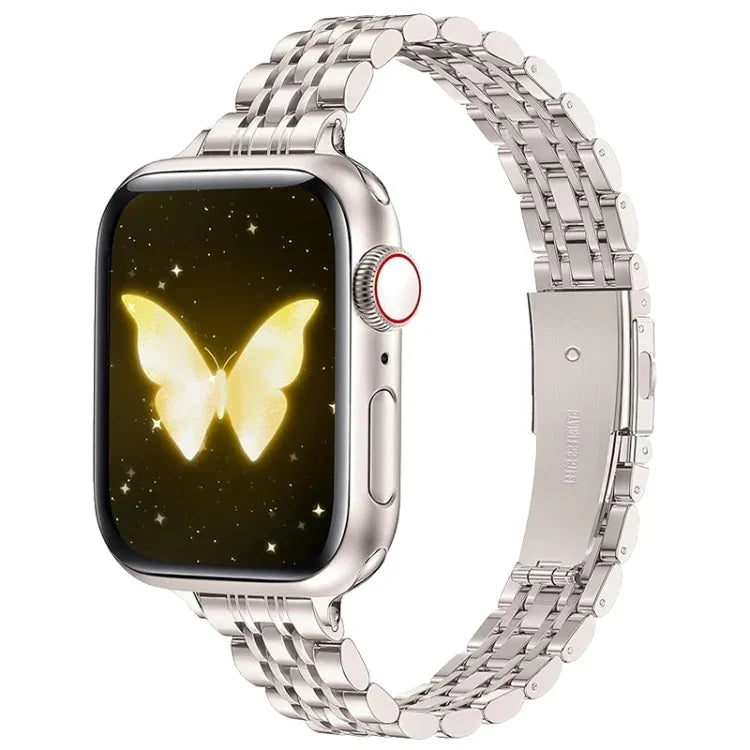 スリムセブンビーズスリングショットバックルメタルウォッチバンド、Apple Watch 46mm / 49mm / 45mm / 44mm用、Apple Watch 42mm / 41mm / 40mm / 38mm用