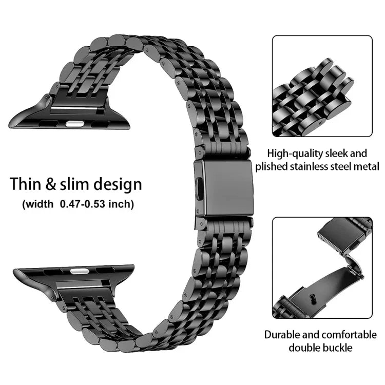 スリムセブンビーズスリングショットバックルメタルウォッチバンド、Apple Watch 46mm / 49mm / 45mm / 44mm用、Apple Watch 42mm / 41mm / 40mm / 38mm用
