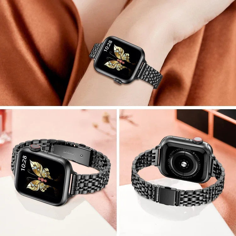 スリムセブンビーズスリングショットバックルメタルウォッチバンド、Apple Watch 46mm / 49mm / 45mm / 44mm用、Apple Watch 42mm / 41mm / 40mm / 38mm用