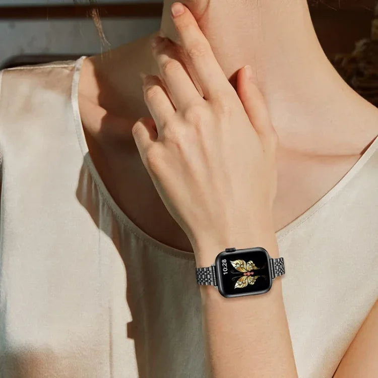 スリムセブンビーズスリングショットバックルメタルウォッチバンド、Apple Watch 46mm / 49mm / 45mm / 44mm用、Apple Watch 42mm / 41mm / 40mm / 38mm用