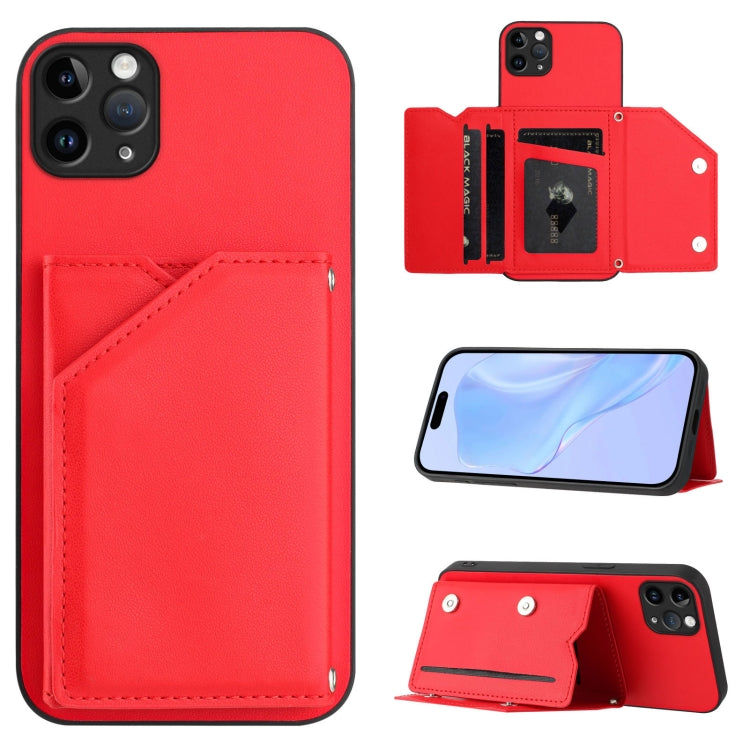 スキンフィール4カードスロット付きリストストラップ付き電話ケース、iPhone 12 mini用、iPhone 11 Pro Max用、iPhone 11用、iPhone 11 Pro用、iPhone X / XS用、iPhone XR用、iPhone XS Max用、iPhone 7 Plus / 8 Plus用