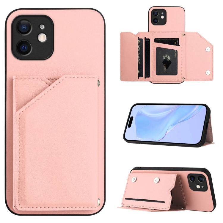 スキンフィール4カードスロット付きリストストラップ付き電話ケース、iPhone 12 mini用、iPhone 11 Pro Max用、iPhone 11用、iPhone 11 Pro用、iPhone X / XS用、iPhone XR用、iPhone XS Max用、iPhone 7 Plus / 8 Plus用