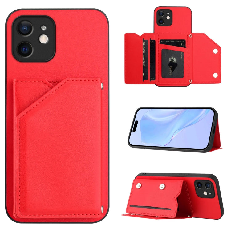 スキンフィール4カードスロット付きリストストラップ付き電話ケース、iPhone 12 mini用、iPhone 11 Pro Max用、iPhone 11用、iPhone 11 Pro用、iPhone X / XS用、iPhone XR用、iPhone XS Max用、iPhone 7 Plus / 8 Plus用