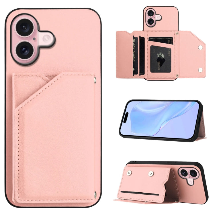 Skin Feel Four Card Slots Phone Case with Wrist Strap, For iPhone 17 Pro Max, For iPhone 17 Pro, For iPhone 17, For iPhone Air, For iPhone 16 Pro Max, For iPhone 16 Pro, For iPhone 16 Plus, For iPhone 16