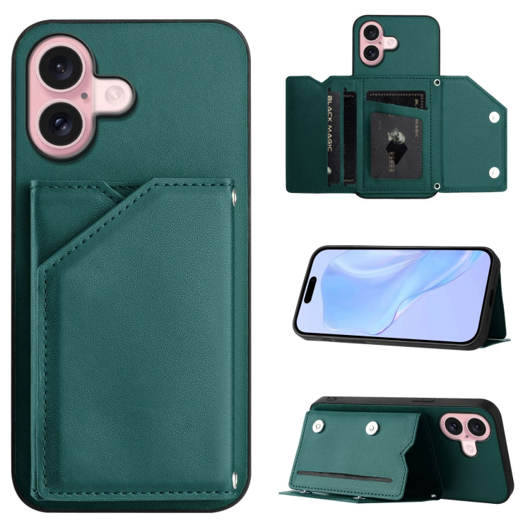Skin Feel Four Card Slots Phone Case with Wrist Strap, For iPhone 17 Pro Max, For iPhone 17 Pro, For iPhone 17, For iPhone Air, For iPhone 16 Pro Max, For iPhone 16 Pro, For iPhone 16 Plus, For iPhone 16
