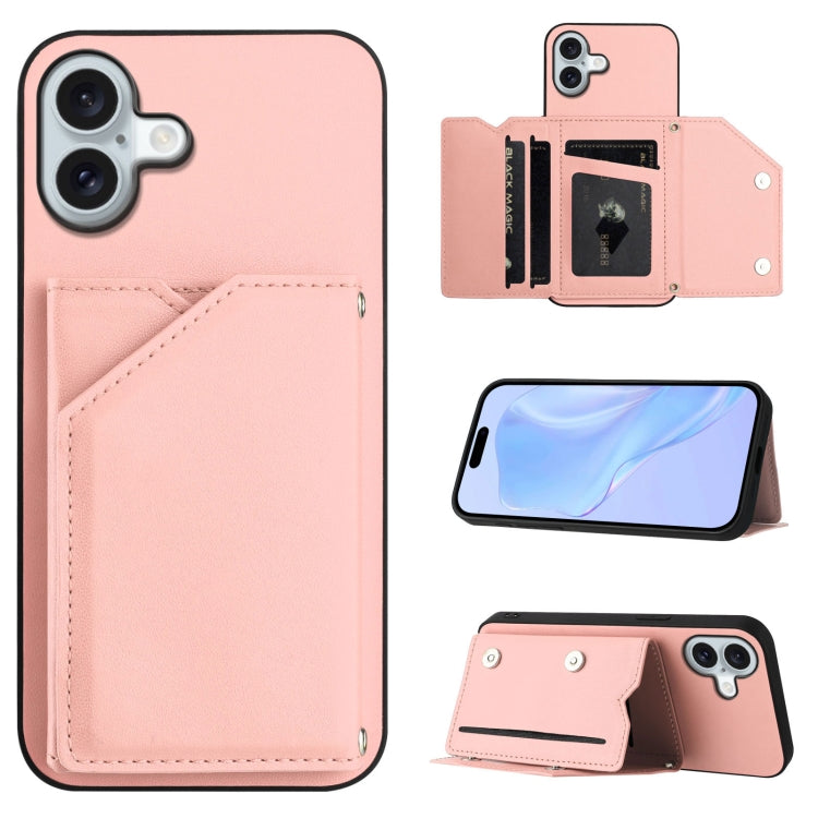Skin Feel Four Card Slots Phone Case with Wrist Strap, For iPhone 17 Pro Max, For iPhone 17 Pro, For iPhone 17, For iPhone Air, For iPhone 16 Pro Max, For iPhone 16 Pro, For iPhone 16 Plus, For iPhone 16