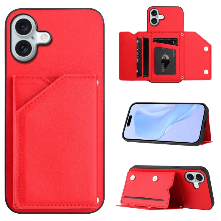 Skin Feel Four Card Slots Phone Case with Wrist Strap, For iPhone 17 Pro Max, For iPhone 17 Pro, For iPhone 17, For iPhone Air, For iPhone 16 Pro Max, For iPhone 16 Pro, For iPhone 16 Plus, For iPhone 16