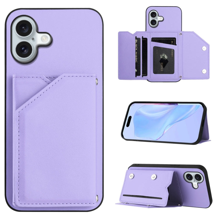Skin Feel Four Card Slots Phone Case with Wrist Strap, For iPhone 17 Pro Max, For iPhone 17 Pro, For iPhone 17, For iPhone Air, For iPhone 16 Pro Max, For iPhone 16 Pro, For iPhone 16 Plus, For iPhone 16