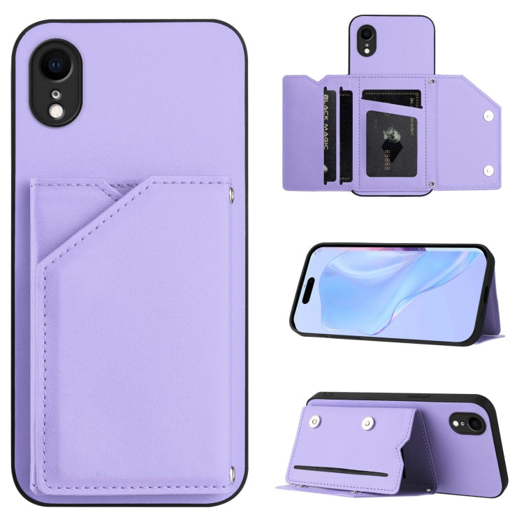 スキンフィール4カードスロット付きリストストラップ付き電話ケース、iPhone 12 mini用、iPhone 11 Pro Max用、iPhone 11用、iPhone 11 Pro用、iPhone X / XS用、iPhone XR用、iPhone XS Max用、iPhone 7 Plus / 8 Plus用