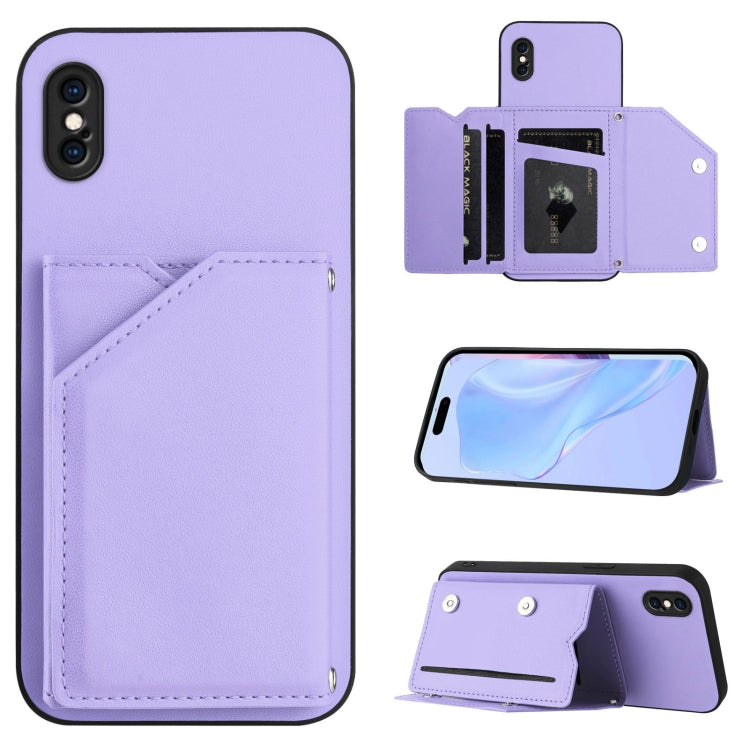 スキンフィール4カードスロット付きリストストラップ付き電話ケース、iPhone 12 mini用、iPhone 11 Pro Max用、iPhone 11用、iPhone 11 Pro用、iPhone X / XS用、iPhone XR用、iPhone XS Max用、iPhone 7 Plus / 8 Plus用