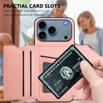 Skin Feel Four Card Slots Phone Case with Wrist Strap, For iPhone 17 Pro Max, For iPhone 17 Pro, For iPhone 17, For iPhone Air, For iPhone 16 Pro Max, For iPhone 16 Pro, For iPhone 16 Plus, For iPhone 16