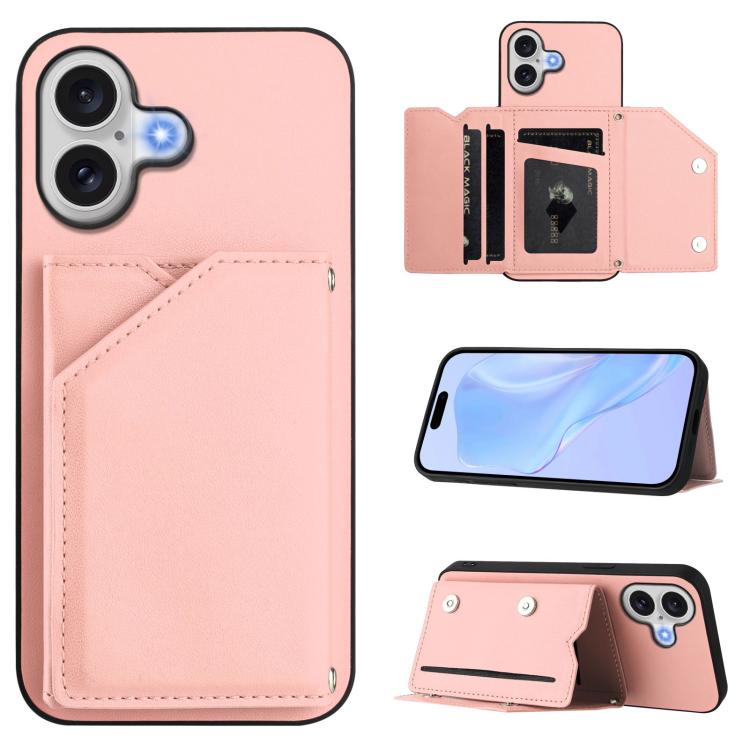 Skin Feel Four Card Slots Phone Case with Wrist Strap, For iPhone 17 Pro Max, For iPhone 17 Pro, For iPhone 17, For iPhone Air, For iPhone 16 Pro Max, For iPhone 16 Pro, For iPhone 16 Plus, For iPhone 16