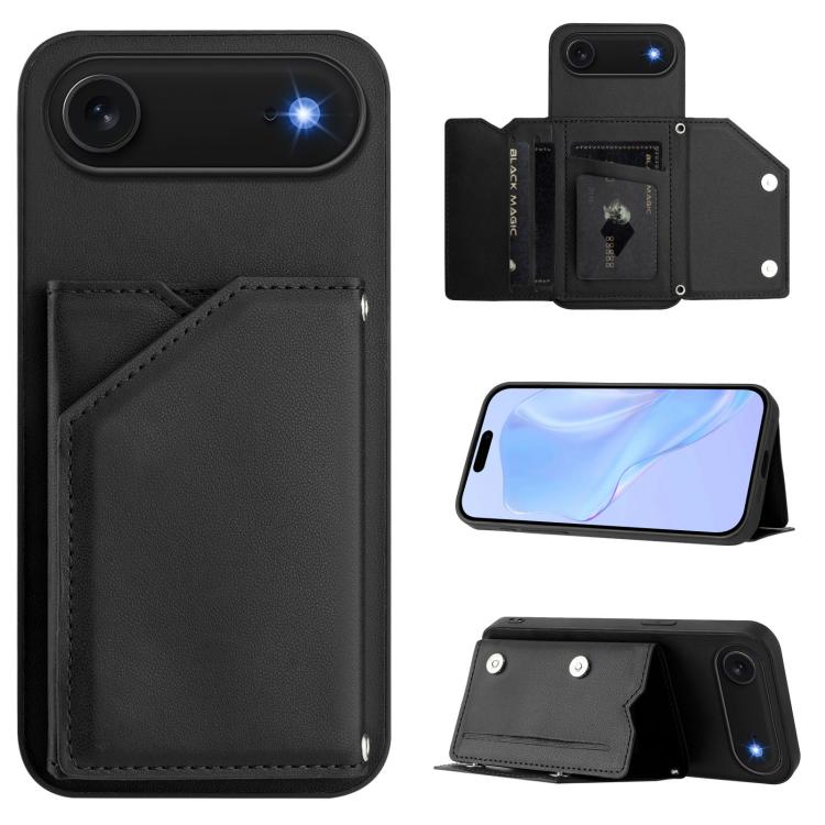 Skin Feel Four Card Slots Phone Case with Wrist Strap, For iPhone 17 Pro Max, For iPhone 17 Pro, For iPhone 17, For iPhone Air, For iPhone 16 Pro Max, For iPhone 16 Pro, For iPhone 16 Plus, For iPhone 16