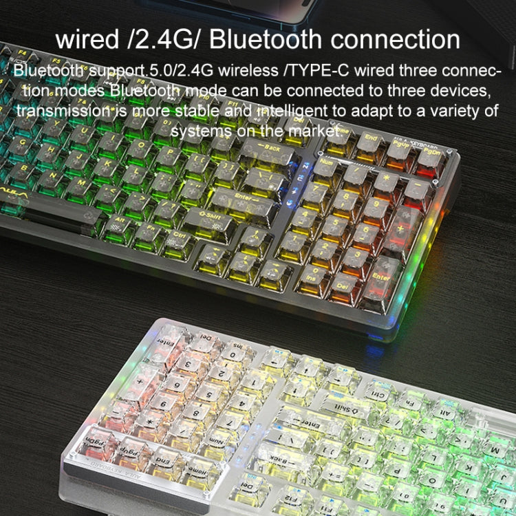 AULA F98Pro V3 99 Keys Wired/2.4G/Bluetooth Three Model RGB Mechanical Keyboard, Ice Crystal Shaft