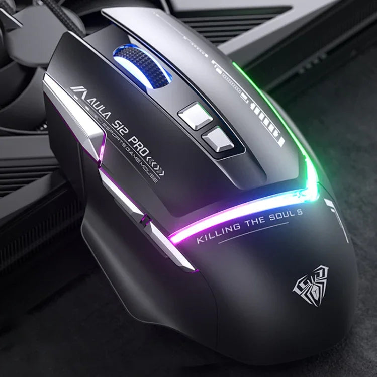 AULA S12 Pro 12800DPI 有線 RGB ゲーミングマウス