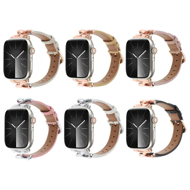 X字バックル本革ウォッチバンド、Apple Watch 46mm / 49mm / 45mm / 44mm用、Apple Watch 42mm / 41mm / 40mm / 38mm用