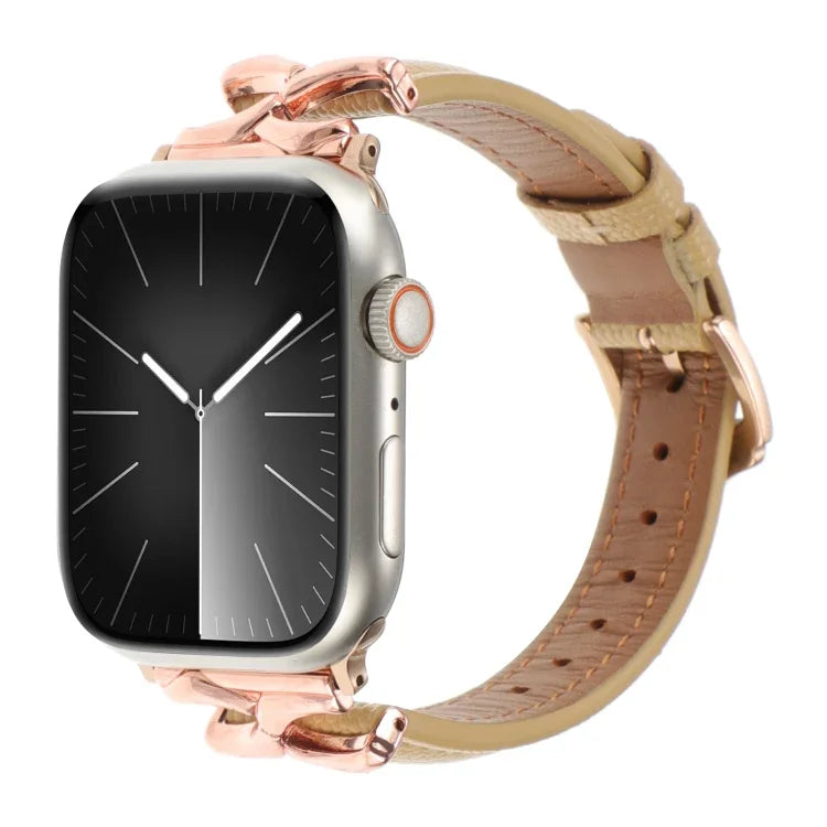 X字バックルドットテクスチャ本革ウォッチバンド、Apple Watch 46mm / 49mm / 45mm / 44mm用、Apple Watch 42mm / 41mm / 40mm / 38mm用