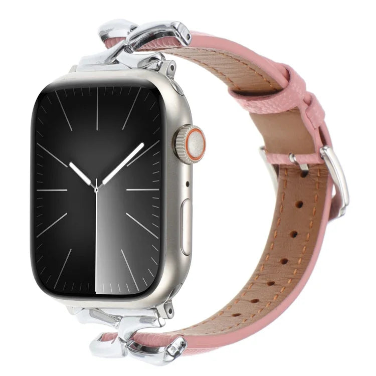 X字バックルドットテクスチャ本革ウォッチバンド、Apple Watch 46mm / 49mm / 45mm / 44mm用、Apple Watch 42mm / 41mm / 40mm / 38mm用