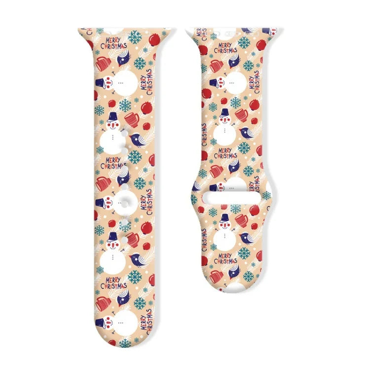 クリスマス柄リバースバックルシリコンウォッチバンド、Apple Watch 46mm / 49mm / 45mm / 44mm用、Apple Watch 42mm / 41mm / 40mm / 38mm用